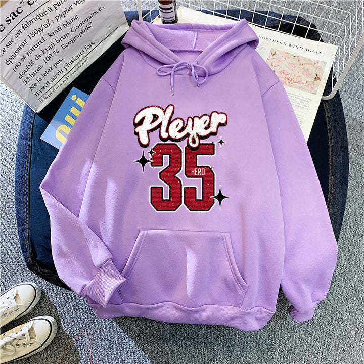 Kvinnors huva sweatshirt med kreativ basketdesign Mirla-Eva Jonsson