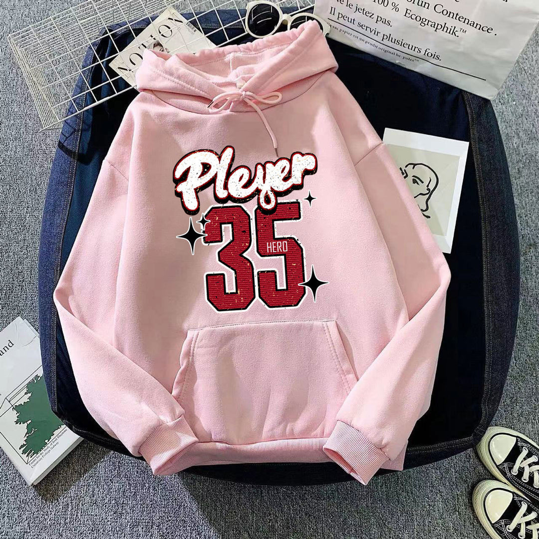 Kvinnors huva sweatshirt med kreativ basketdesign Mirla-Eva Jonsson