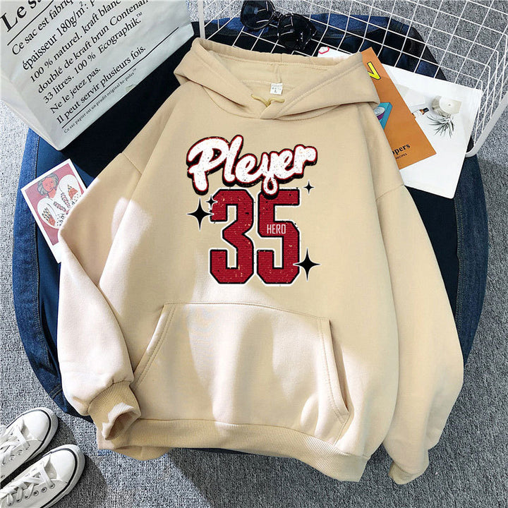 Kvinnors huva sweatshirt med kreativ basketdesign Mirla-Eva Jonsson