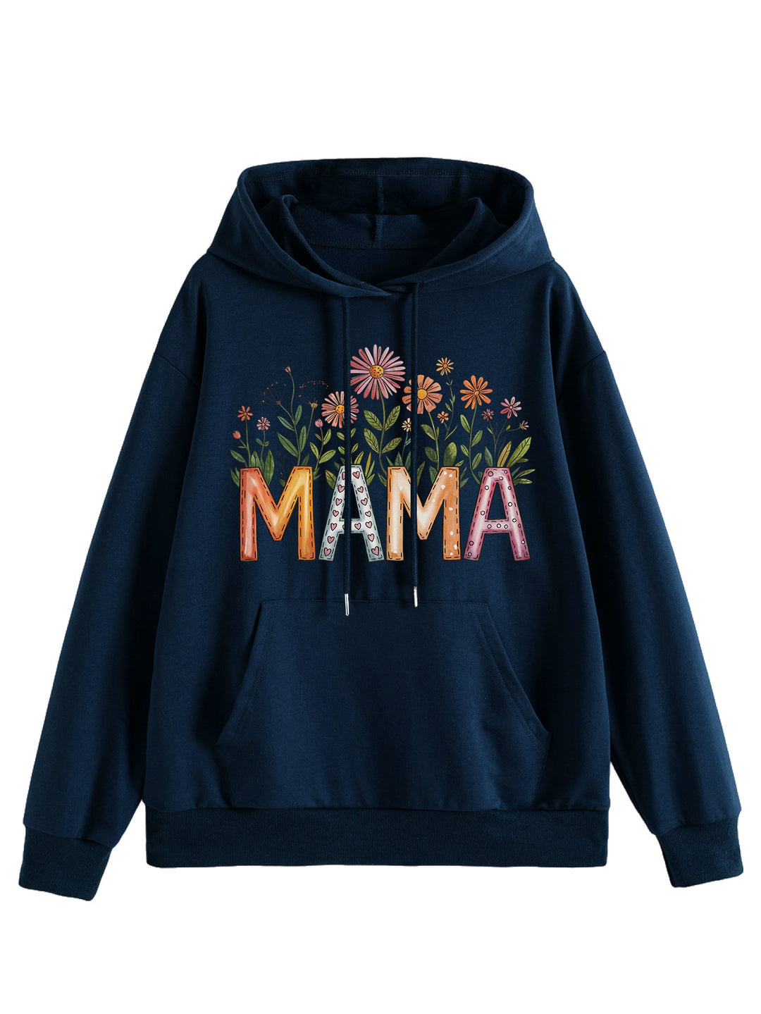Kvinnors huvtröja med blommönster och inspirerande text Mirla-Eva Jonsson