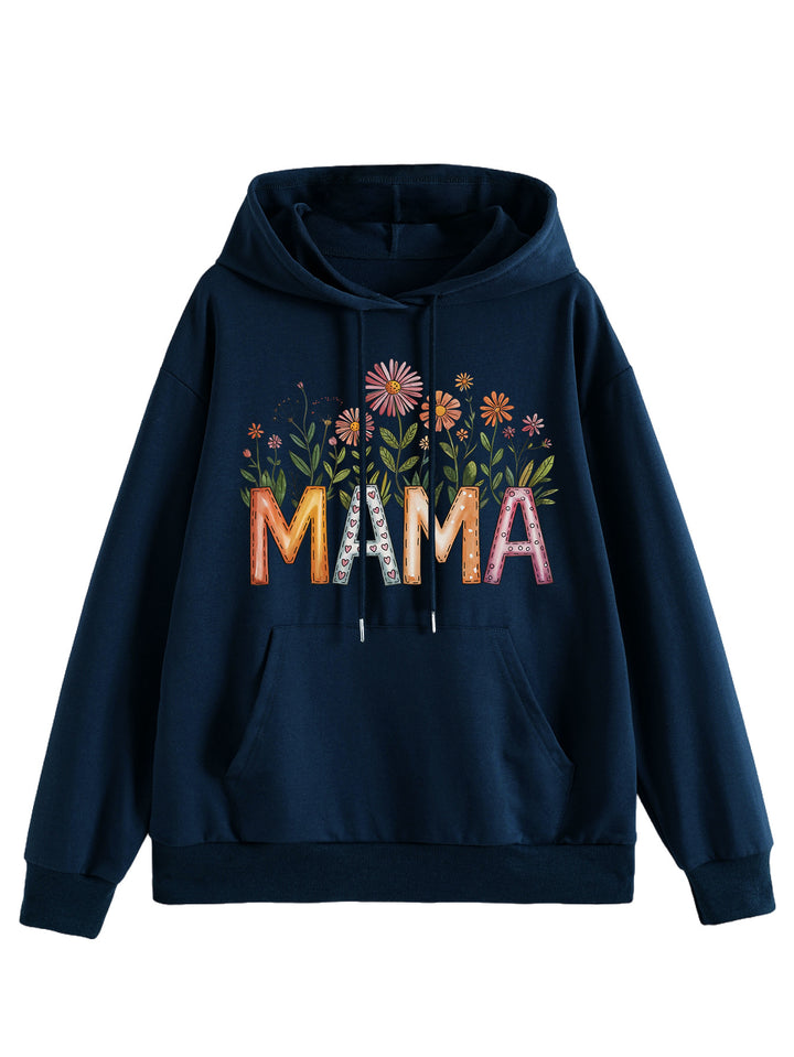 Kvinnors huvtröja med blommönster och inspirerande text Mirla-Eva Jonsson