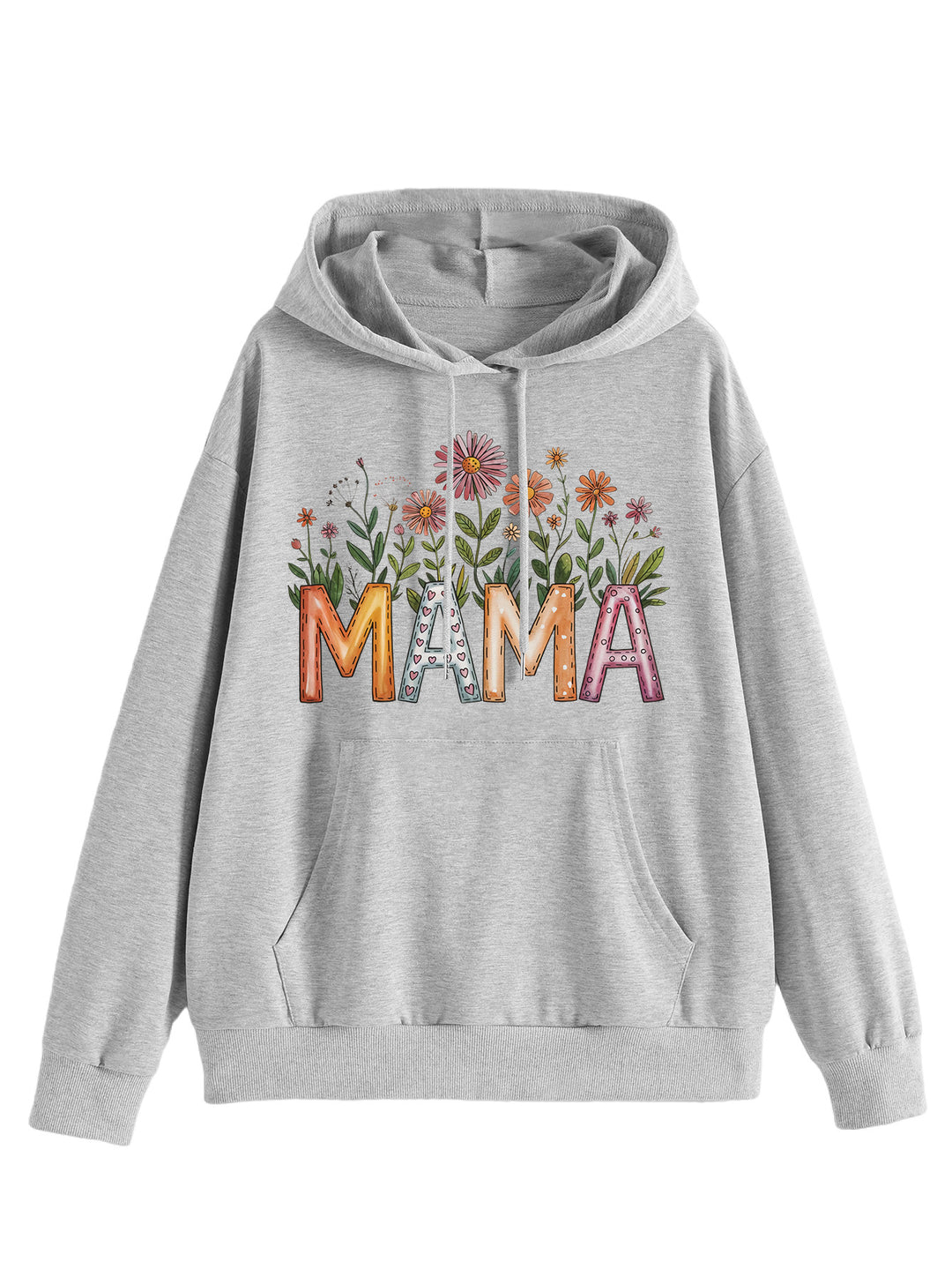 Kvinnors huvtröja med blommönster och inspirerande text Mirla-Eva Jonsson