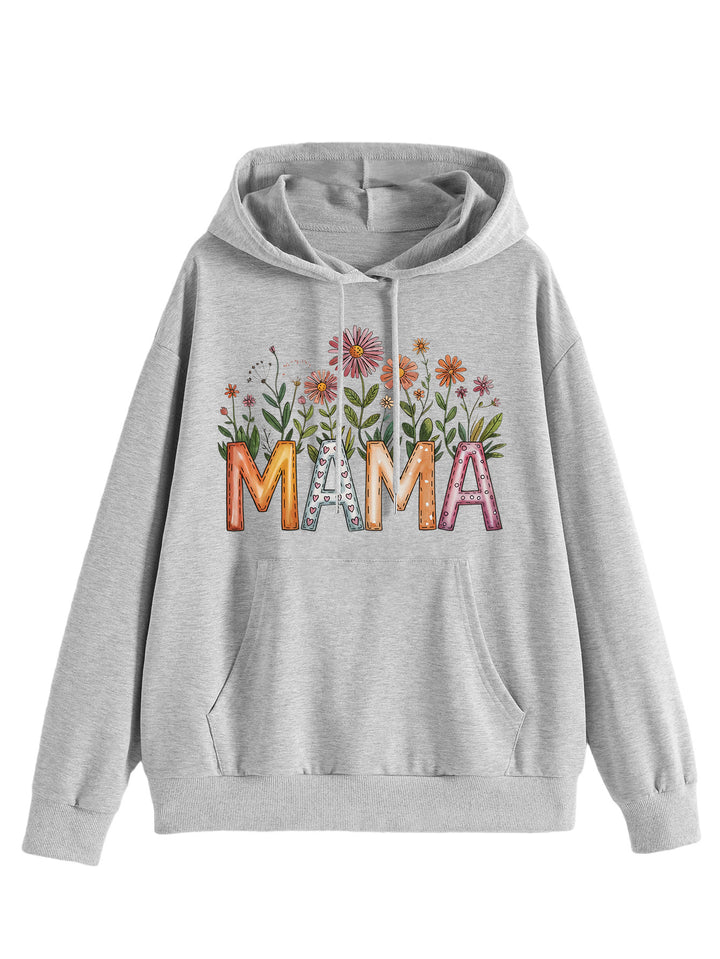 Kvinnors huvtröja med blommönster och inspirerande text Mirla-Eva Jonsson