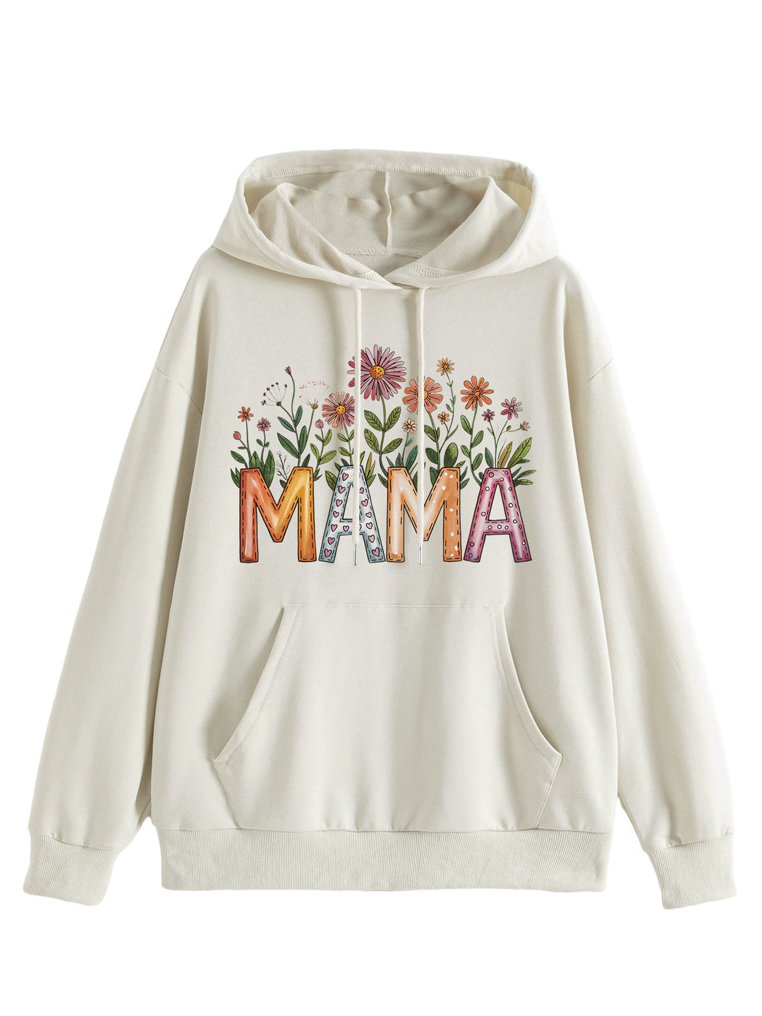 Kvinnors huvtröja med blommönster och inspirerande text Mirla-Eva Jonsson