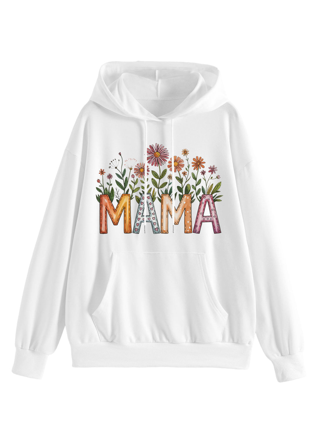 Kvinnors huvtröja med blommönster och inspirerande text Mirla-Eva Jonsson