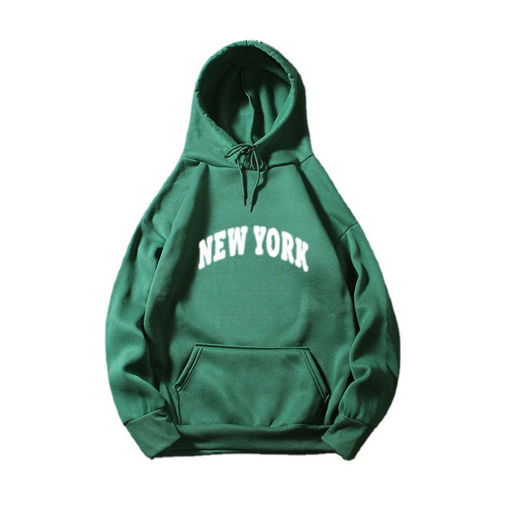 Kvinnors huvtröja med modern New York-typografi Mirla-Eva Jonsson