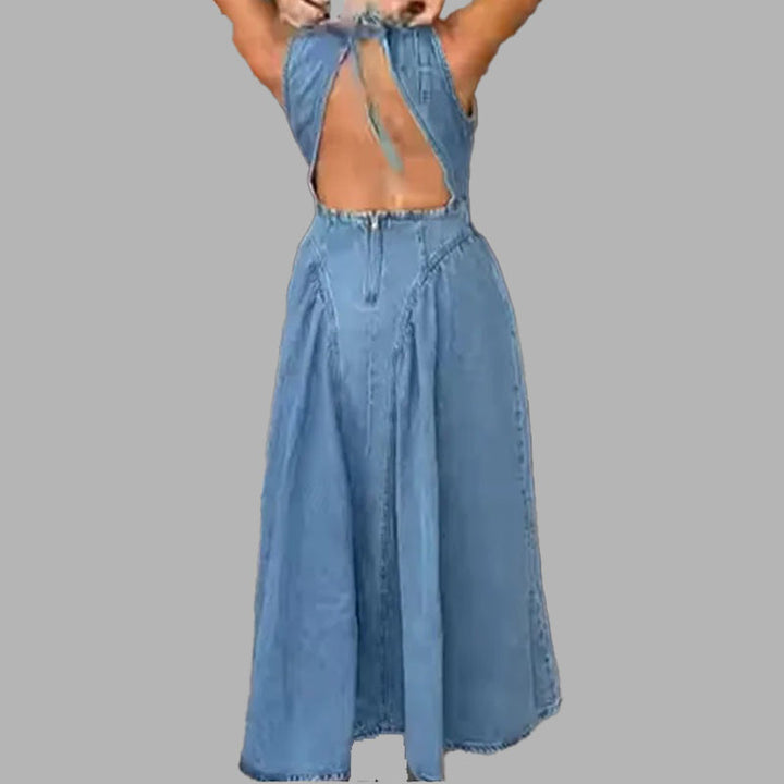 Kvinnors jeans maxi klänning med modern skärning och A-linje Mirla-Eva Jonsson