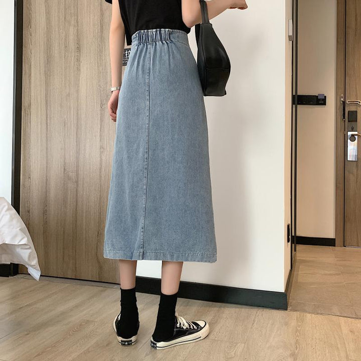 Kvinnors jeans midi kjol med sidsspricka Mirla-Eva Jonsson