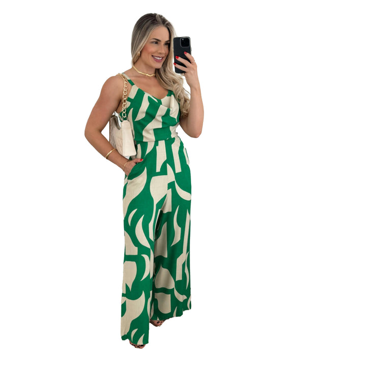 Kvinnors jumpsuit med elegant vattenfallskrage och vida ben Mirla-Eva Jonsson