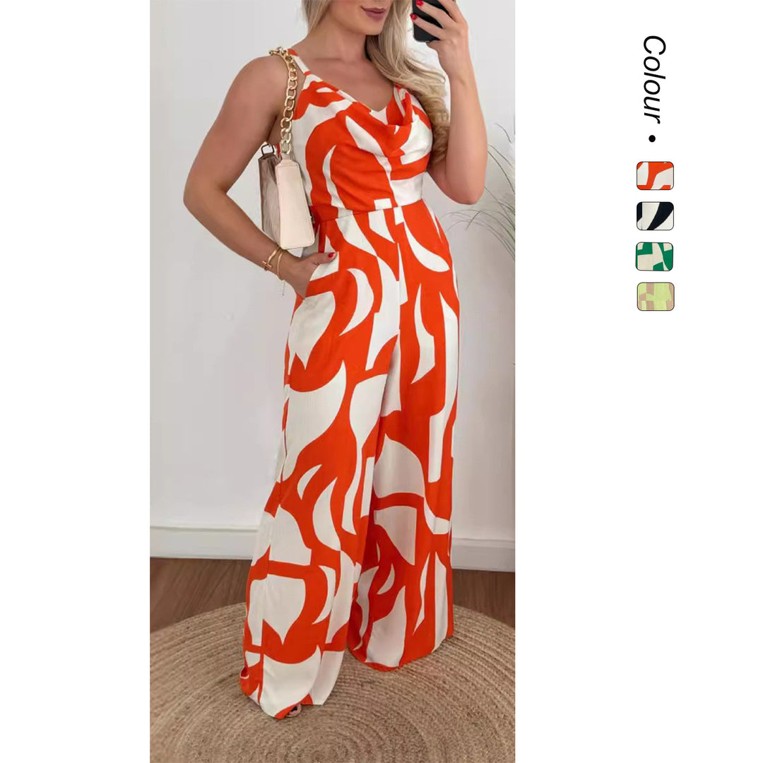 Kvinnors jumpsuit med elegant vattenfallskrage och vida ben Mirla-Eva Jonsson