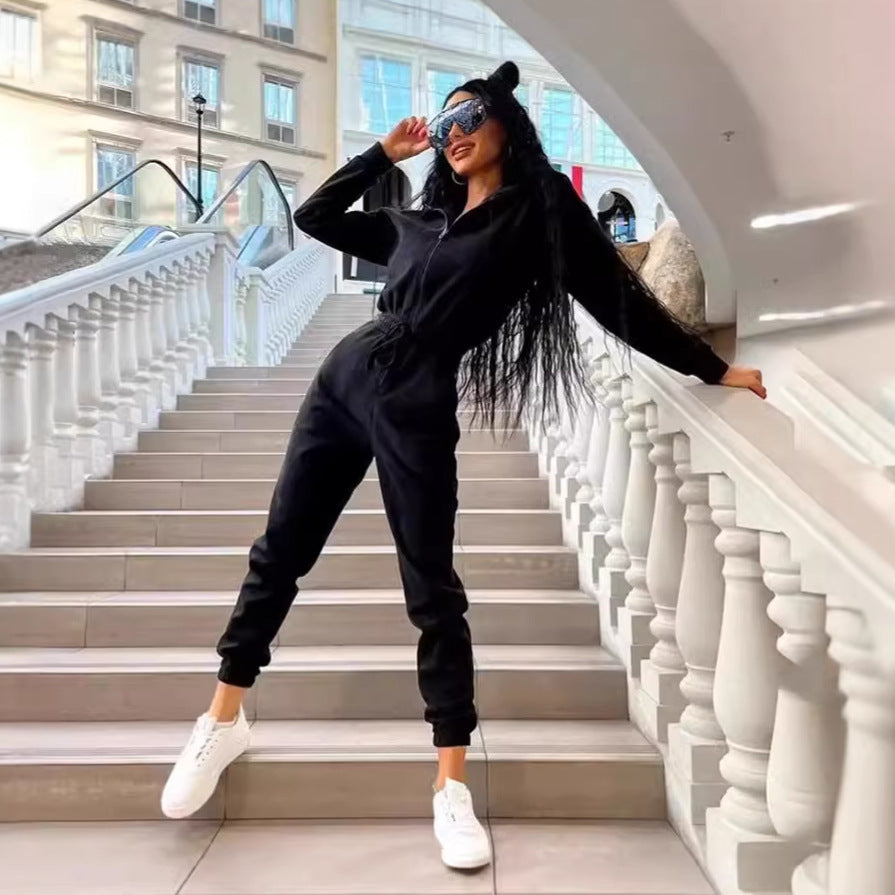 Kvinnors jumpsuit med hög krage och elastisk midja Mirla-Eva Jonsson