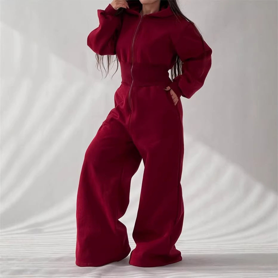Kvinnors jumpsuit med huva och vida ben Mirla-Eva Jonsson