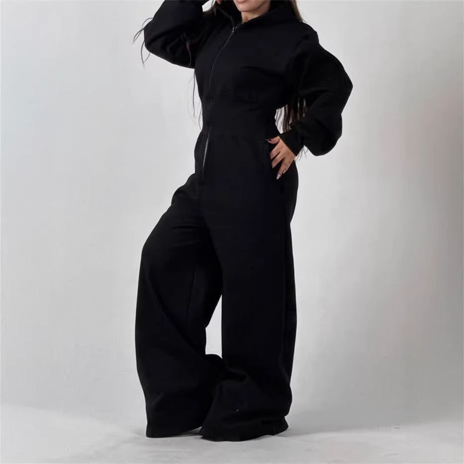 Kvinnors jumpsuit med huva och vida ben Mirla-Eva Jonsson