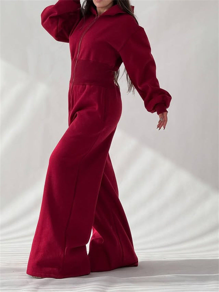 Kvinnors jumpsuit med huva och vida ben Mirla-Eva Jonsson