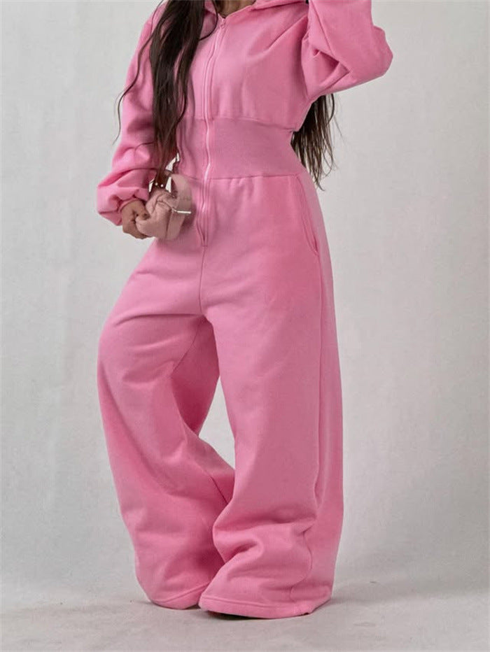 Kvinnors jumpsuit med huva och vida ben Mirla-Eva Jonsson
