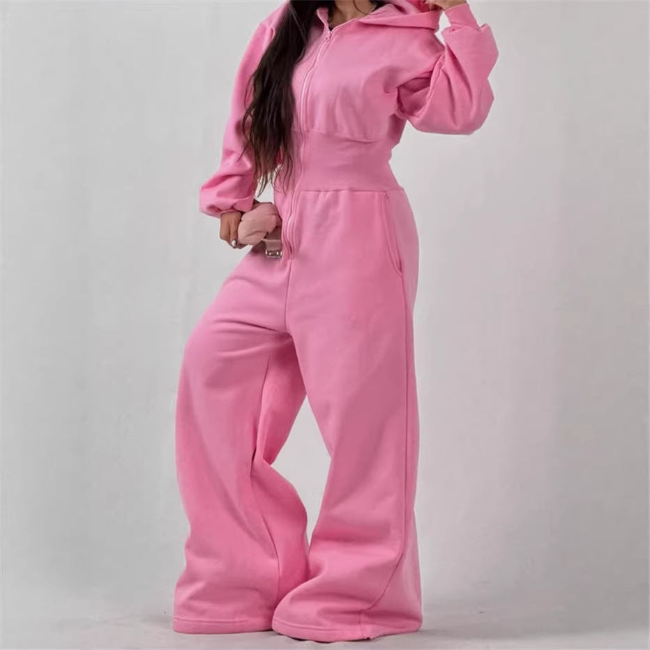 Kvinnors jumpsuit med huva och vida ben Mirla-Eva Jonsson