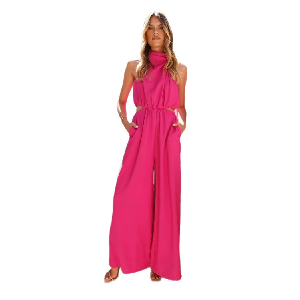 Kvinnors jumpsuit med sidokut och bekväm vida ben design-Eva Jonsson