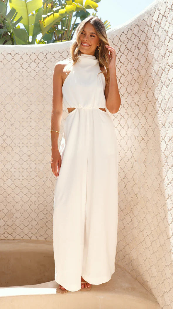 Kvinnors jumpsuit med sidokut och bekväm vida ben design-Eva Jonsson