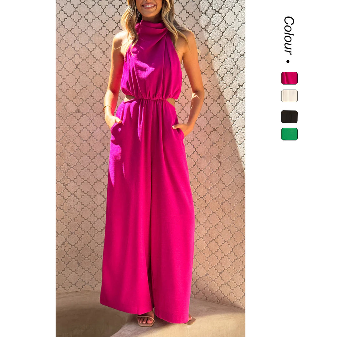Kvinnors jumpsuit med sidokut och bekväm vida ben design-Eva Jonsson