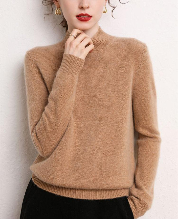 Kvinnors kashmirliknande pullover med ståkrage och smala ärmar Mirla-Eva Jonsson