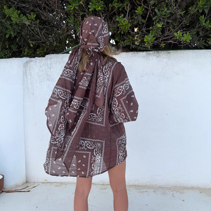 Kvinnors kimonojacka med elegant bandana-look och justerbar design-Eva Jonsson
