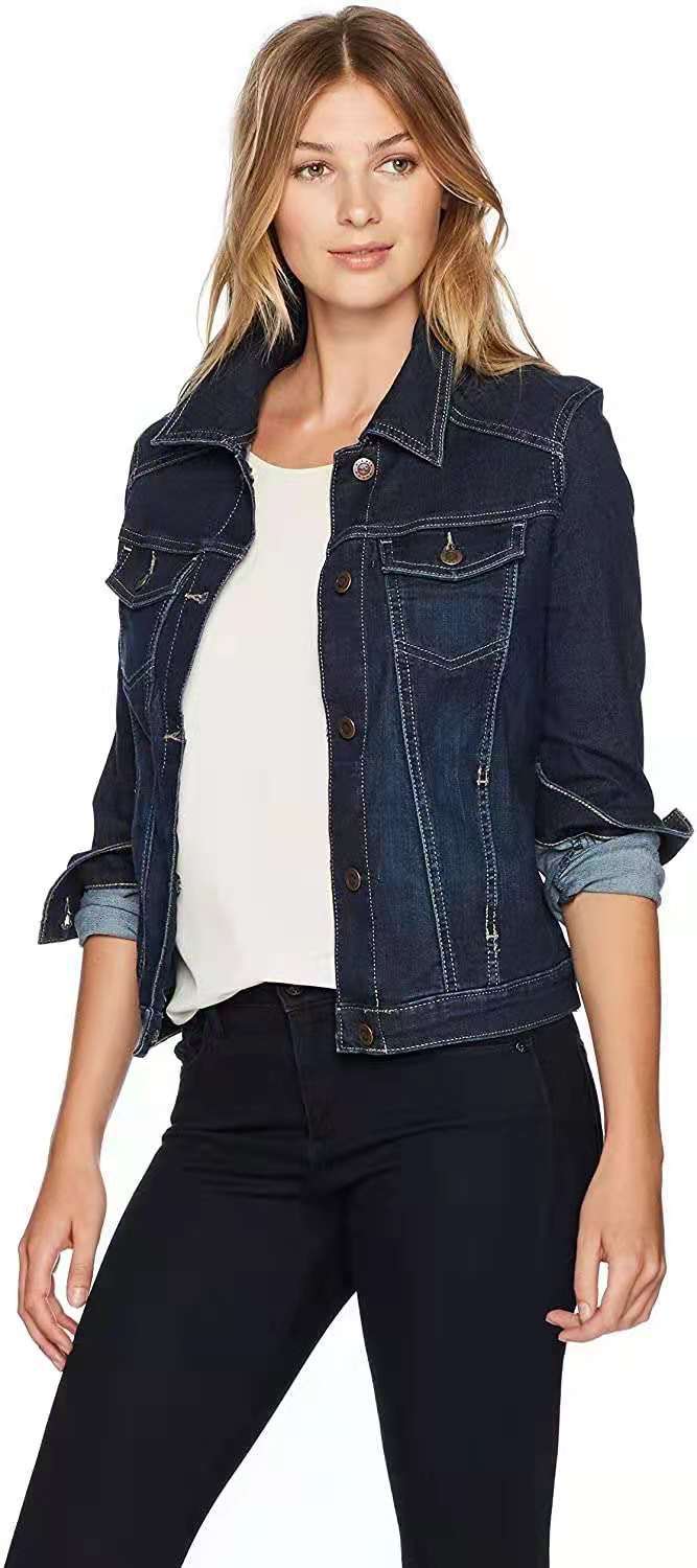Kvinnors klassiska denimjacka med dekorativa sömmar Mirla-Eva Jonsson
