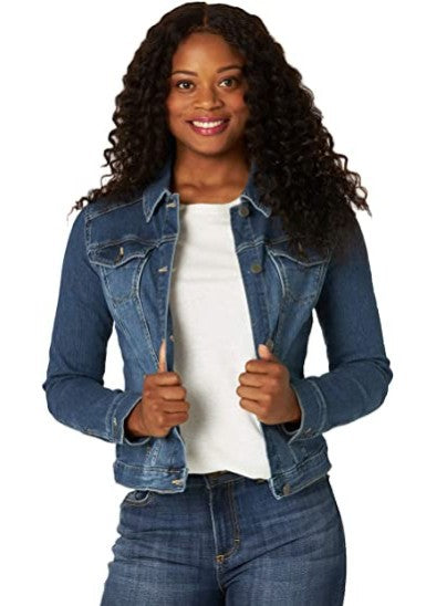 Kvinnors klassiska denimjacka med dekorativa sömmar Mirla-Eva Jonsson
