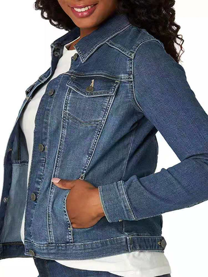 Kvinnors klassiska denimjacka med dekorativa sömmar Mirla-Eva Jonsson