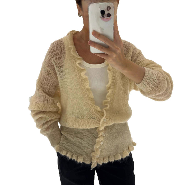 Kvinnors kofta med lekfull ruffle-design Mirla-Eva Jonsson