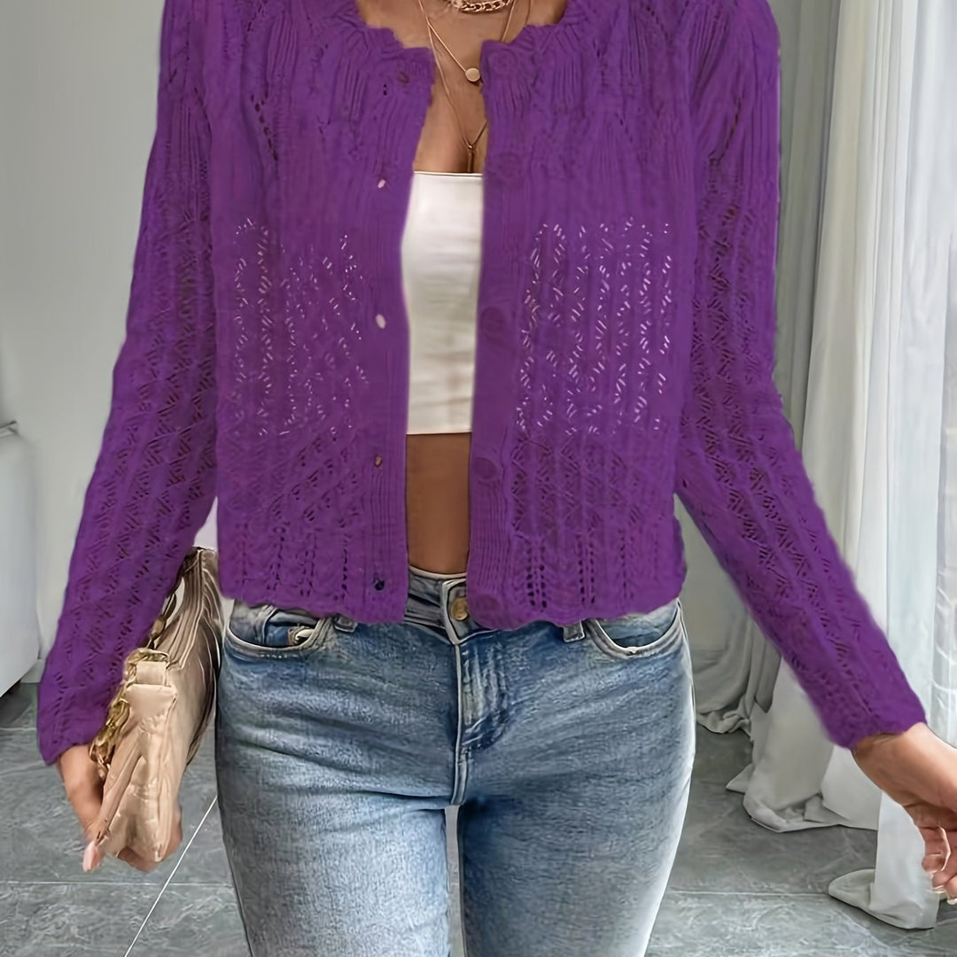 Kvinnors kofta med unik crochetsstruktur och knapplös design Mirla-Eva Jonsson
