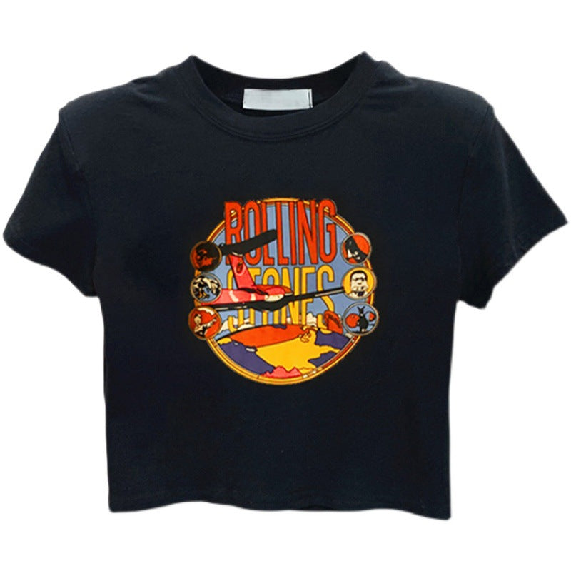 Kvinnors kortärmad T-shirt med kreativt tryckdesign och lös passform-Eva Jonsson
