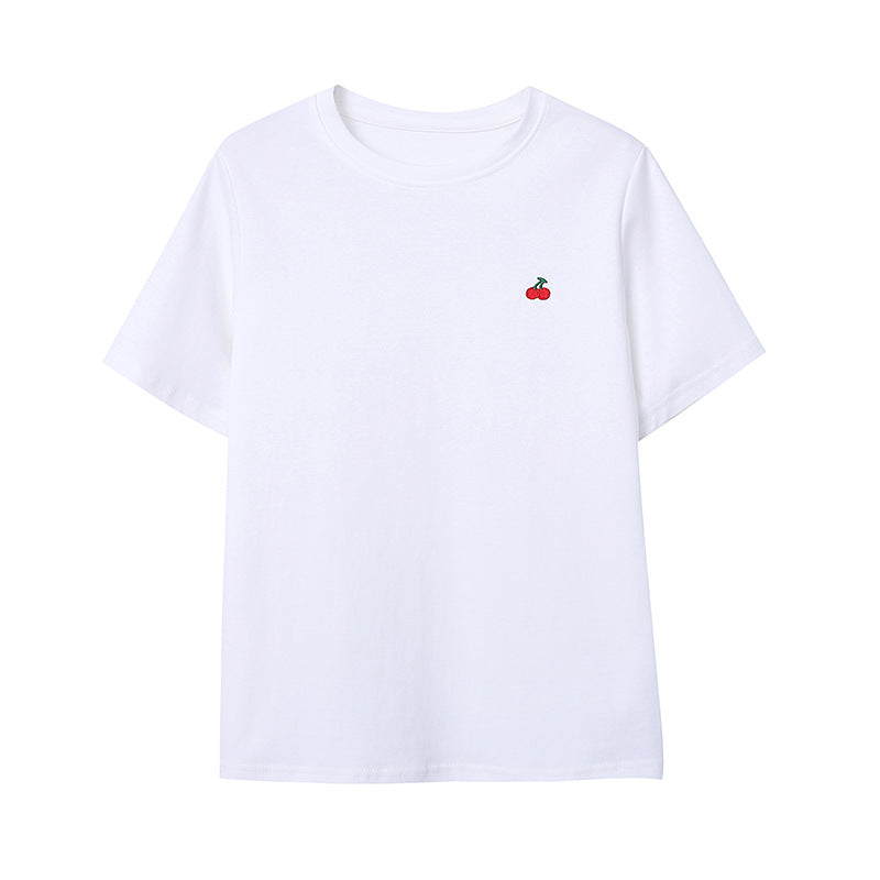 Kvinnors kortärmad T-shirt med söt körsbärsmotiv Mirla-Eva Jonsson