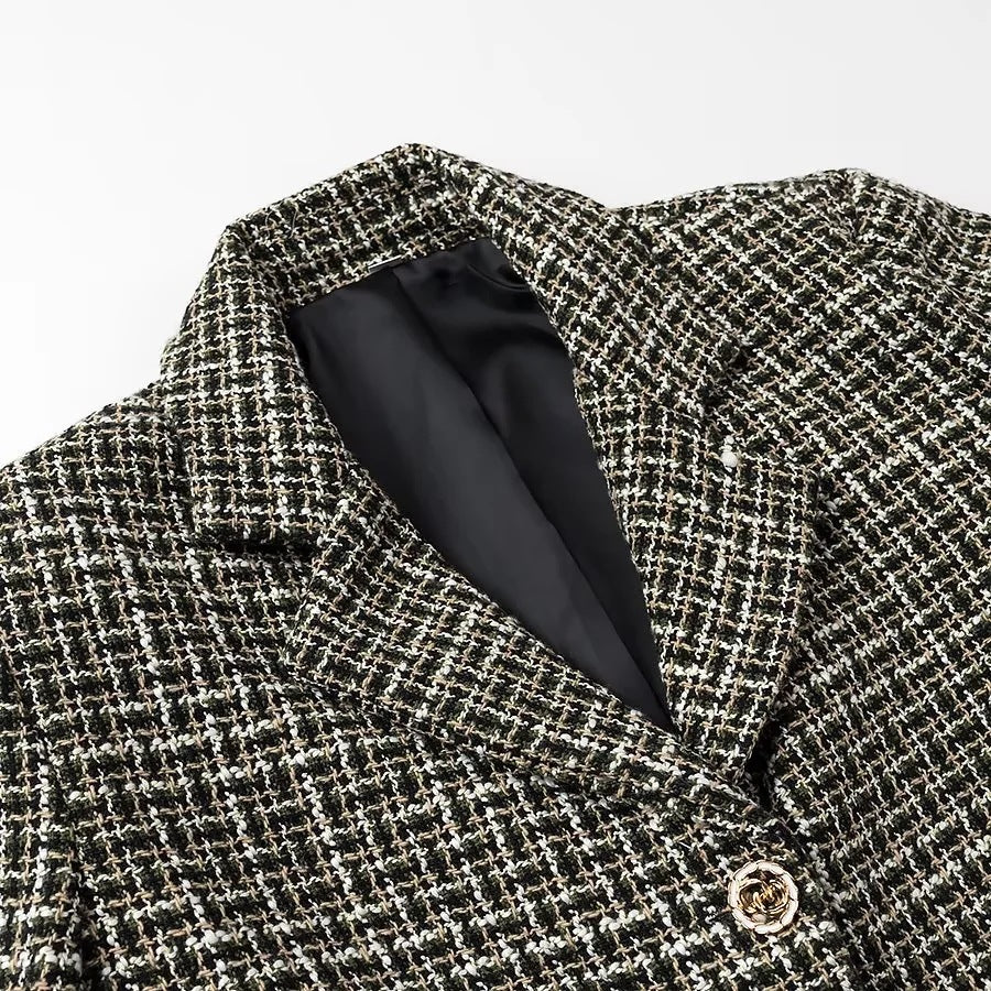 Kvinnors kortärmad blazerjacka i elegant tweeddesign Mirla-Eva Jonsson