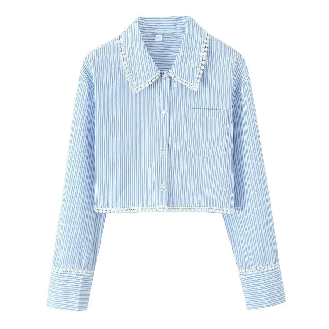 Kvinnors kortärmad blus med eleganta spetsdetaljer Mirla-Eva Jonsson