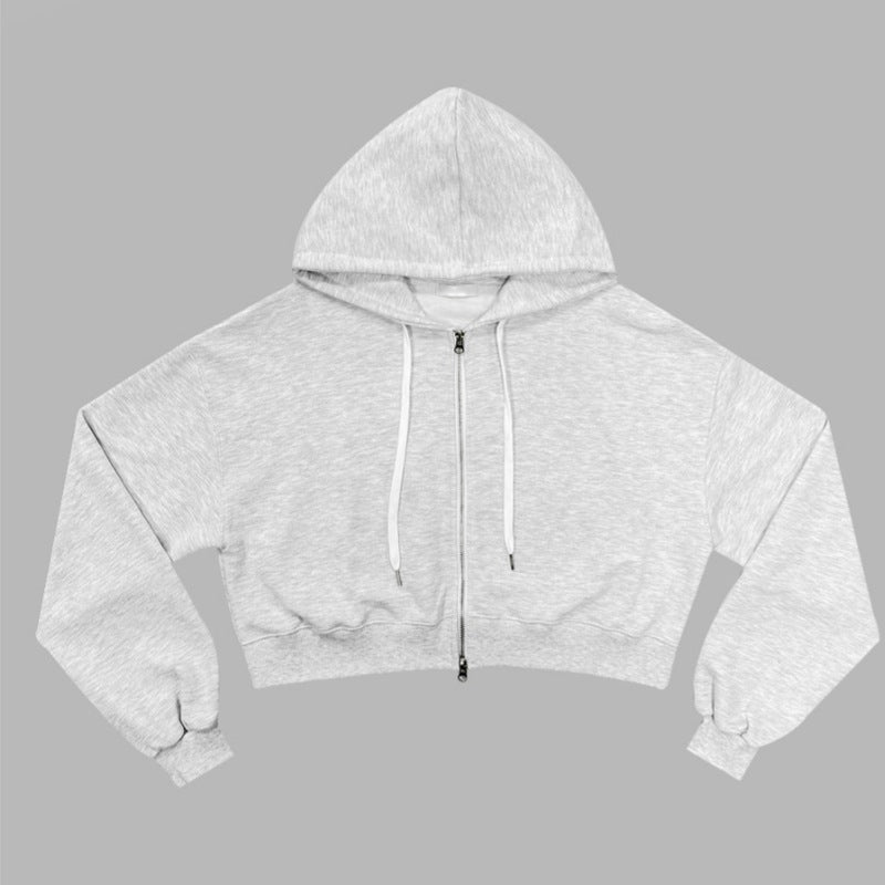 Kvinnors kortärmad hoodie med dragkedja och elastiska ärmslut Mirla-Eva Jonsson