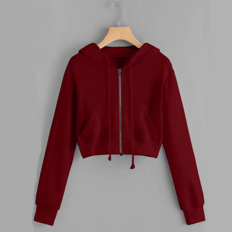 Kvinnors kortärmad hoodie med dragkedja och kenguruficka Mirla-Eva Jonsson