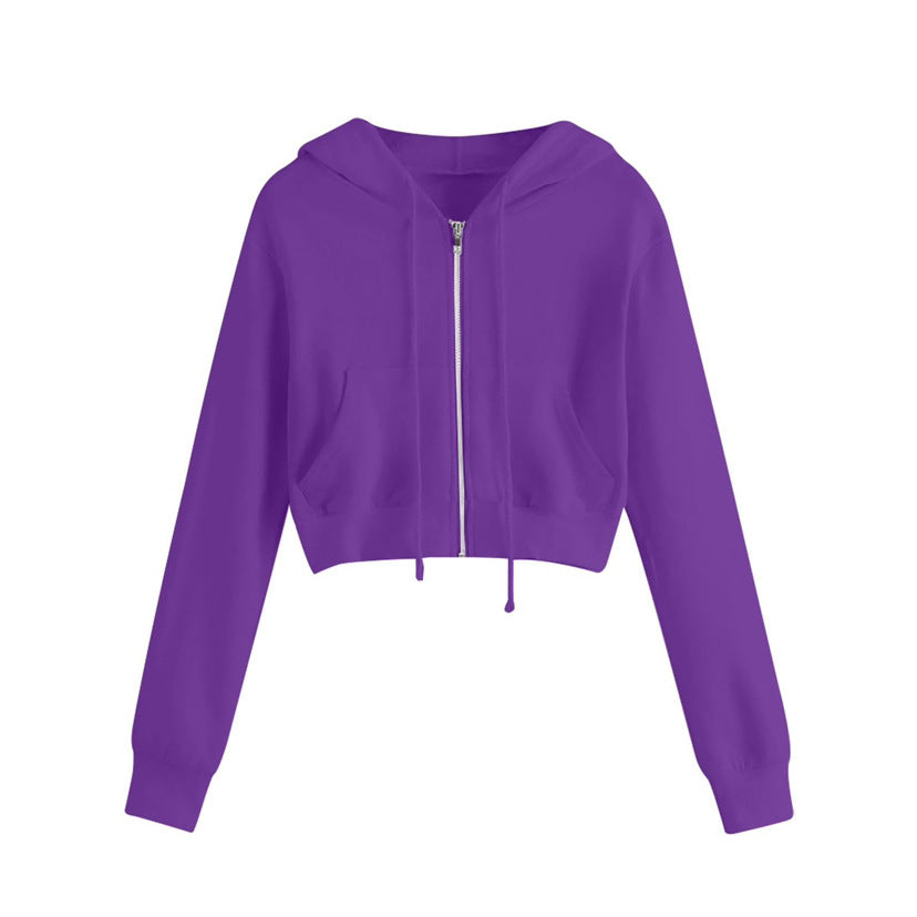 Kvinnors kortärmad hoodie med dragkedja och kenguruficka Mirla-Eva Jonsson