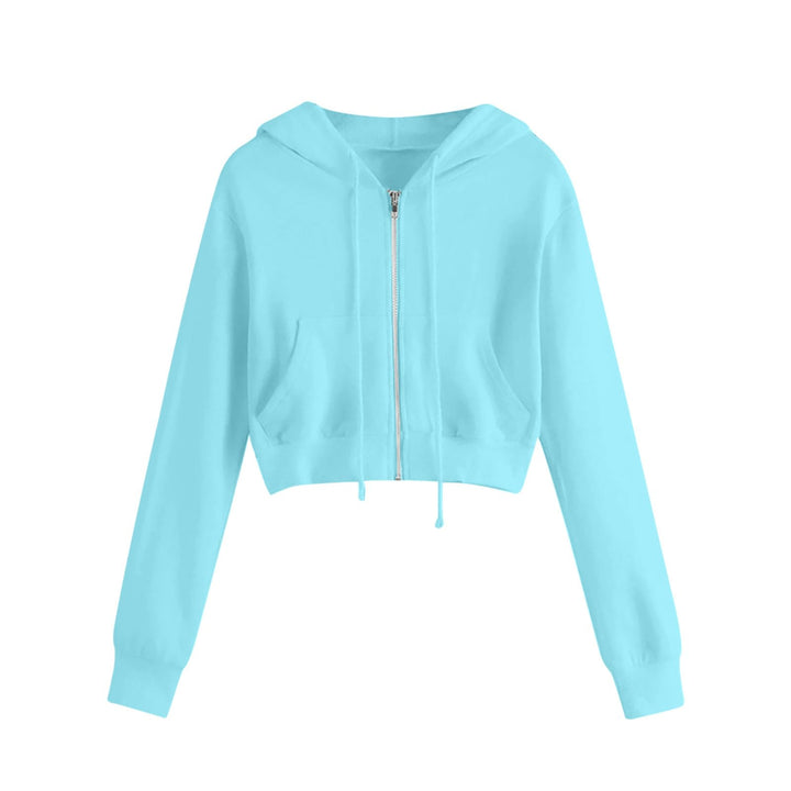 Kvinnors kortärmad hoodie med dragkedja och kenguruficka Mirla-Eva Jonsson