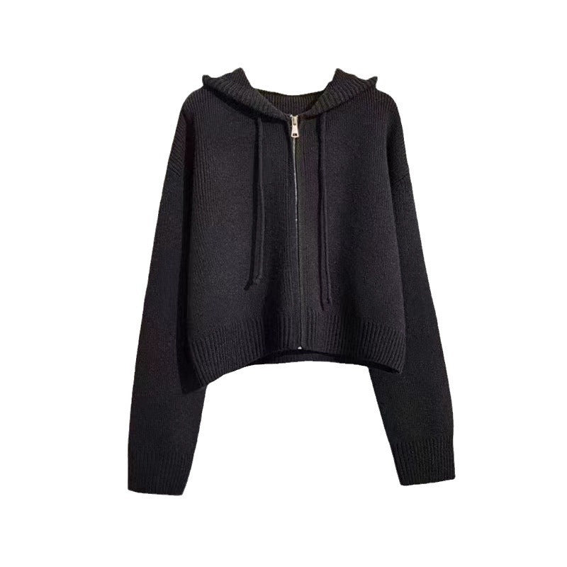 Kvinnors kortärmad hoodie med full dragkedja och huva Mirla-Eva Jonsson