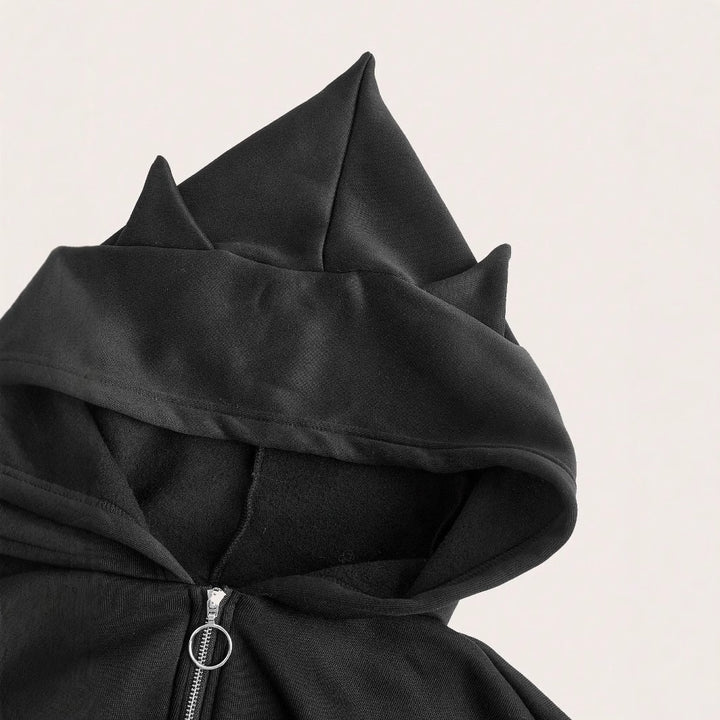 Kvinnors kortärmad hoodie med innovativ dragkedja och voluminösa ärmar Mirla-Eva Jonsson