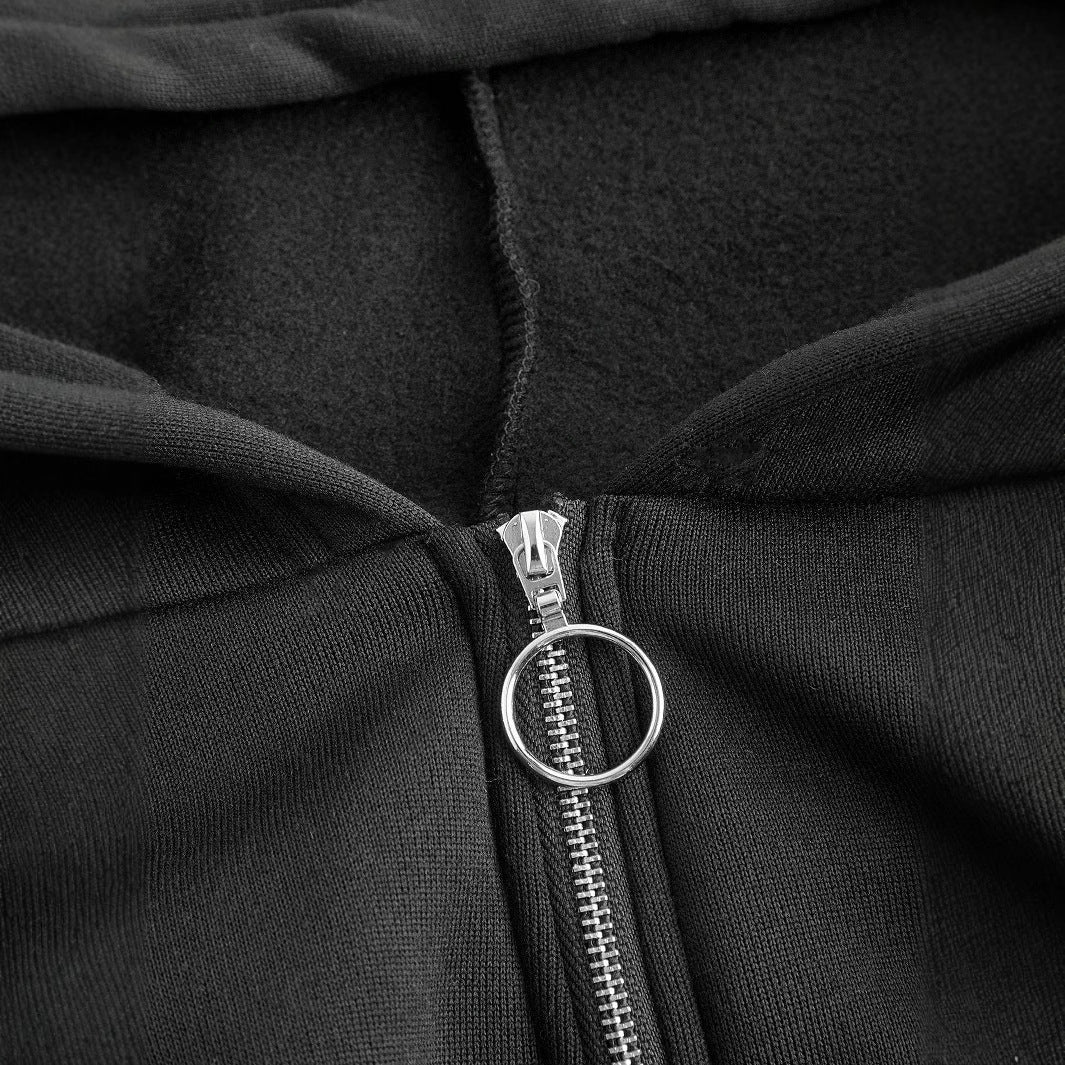 Kvinnors kortärmad hoodie med innovativ dragkedja och voluminösa ärmar Mirla-Eva Jonsson