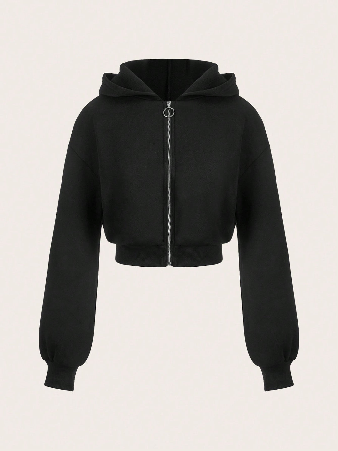 Kvinnors kortärmad hoodie med innovativ dragkedja och voluminösa ärmar Mirla-Eva Jonsson