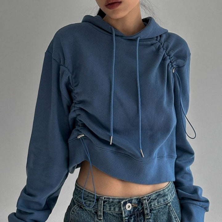 Kvinnors kortärmad hoodie med justerbar dragsko Mirla-Eva Jonsson