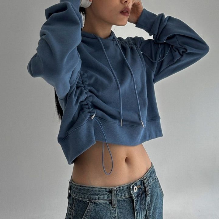 Kvinnors kortärmad hoodie med justerbar dragsko Mirla-Eva Jonsson