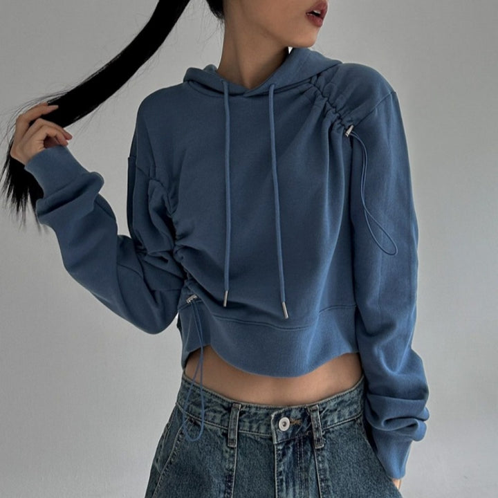 Kvinnors kortärmad hoodie med justerbar dragsko Mirla-Eva Jonsson
