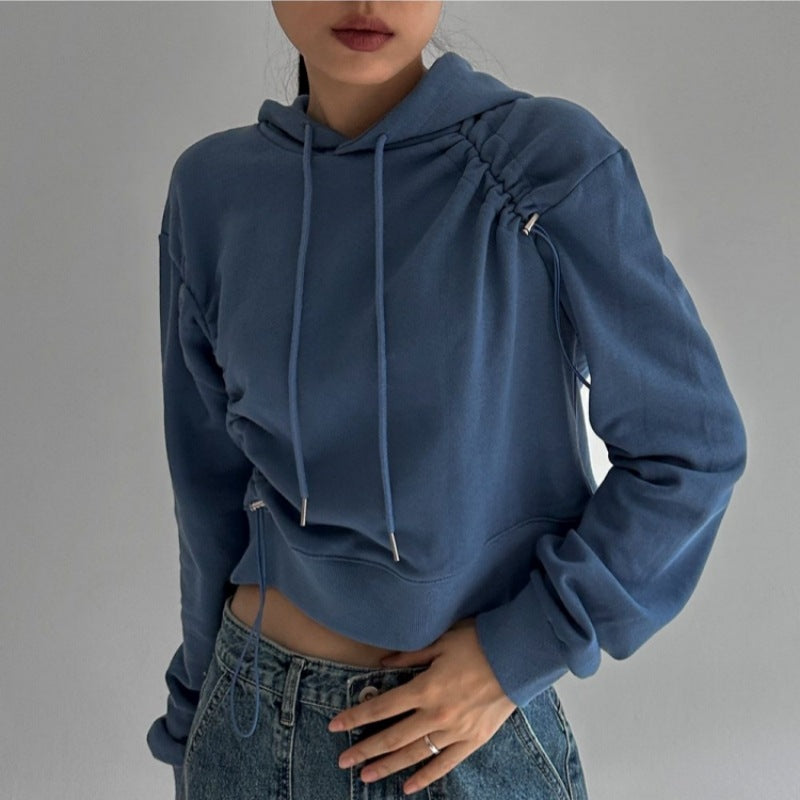 Kvinnors kortärmad hoodie med justerbar dragsko Mirla-Eva Jonsson