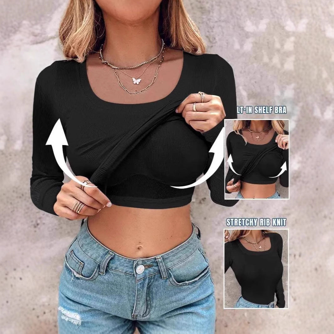 Kvinnors kortärmad långärmad skjorta med integrerad linne Mirla-Eva Jonsson