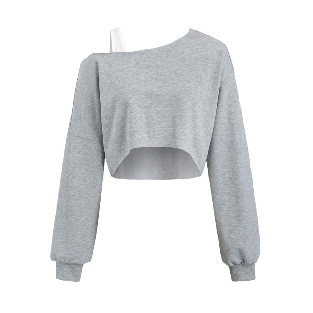 Kvinnors kortärmad sweatshirt med asymmetrisk design och voluminösa ärmar Mirla-Eva Jonsson