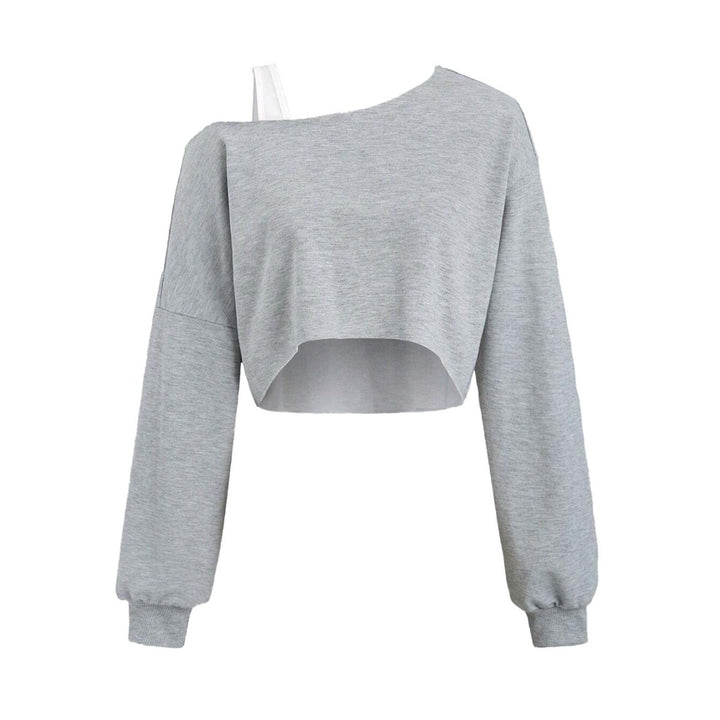 Kvinnors kortärmad sweatshirt med asymmetrisk design och voluminösa ärmar Mirla-Eva Jonsson