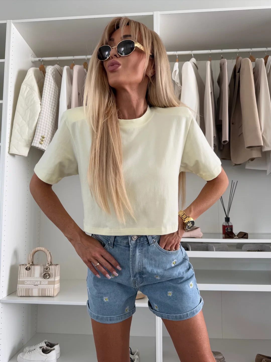 Kvinnors kortärmad t-shirt i iögonfallande leopardmönster-Eva Jonsson